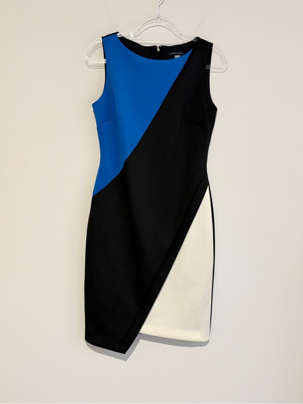 Tommy Hilfiger Asymmetrical Color Block Sheath Dress blue black 6
